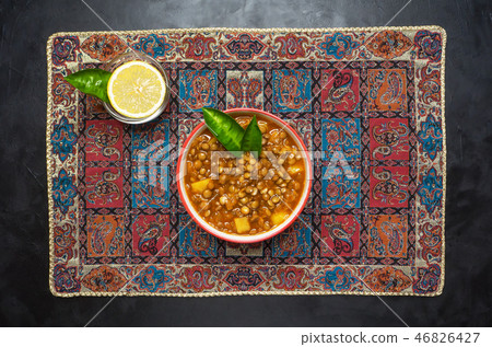 Indian Spices Red Lentil Soup. Rich lentil soup. 46826427