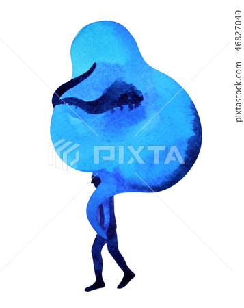 human carrying abstract monster ghost on shoulder human carrying abstract monster ghost on shoulder 46827049