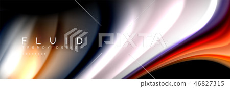 Bright colorful liquid fluid lines on black, modern abstract background Bright colorful liquid fluid lines on black, modern abstract background 46827315