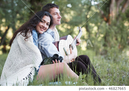 young couple are in the forest, romantic feelings young couple are in the forest, romantic feelings 46827665