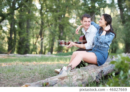 young couple are in the forest, romantic feelings 46827669