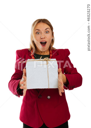 Positive excited woman receiving a wonderful present 46828270