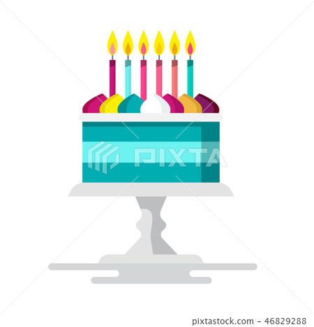 Cake with Candles. Vector Flat Design Dessert - Stock Illustration ...