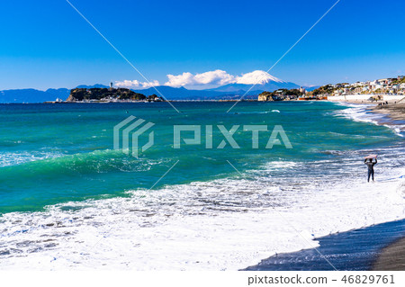 《Kanagawa Prefecture》 Enoshima and Mt. Fuji/Shonan coast morning 《Kanagawa Prefecture》 Enoshima and Mt. Fuji/Shonan coast morning 46829761
