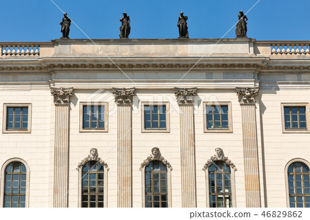 Statues on the university roof in Berlin, Germany. Statues on the university roof in Berlin, Germany. 46829862