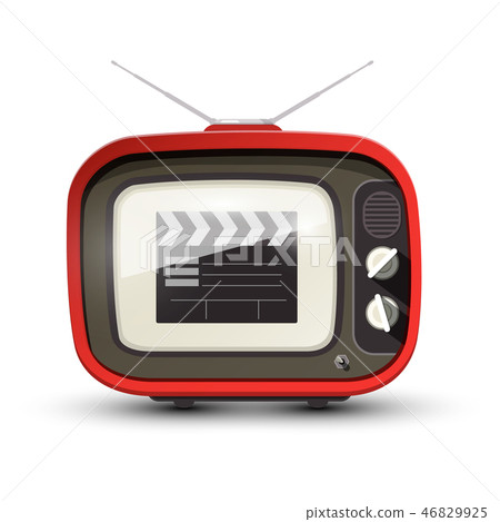 Vintage TV with Film Clap Retro Television Icon. 46829925