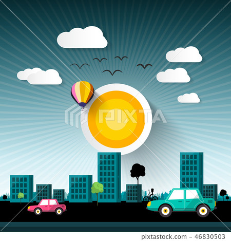 Abstract Vector Sunset City with Buildings 46830503