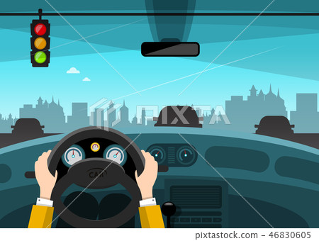 Traffic Light with City on Background. 46830605