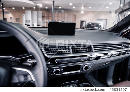 Close up of spacious new passenger car saloon from inside Close up of spacious new passenger car saloon from inside 46831207