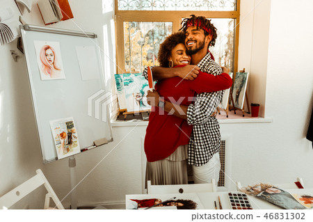 Loving handsome bearded man hugging his beautiful girlfriend 46831302