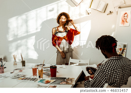 Loving man feeling inspired while making portrait of his lovely girlfriend 46831457