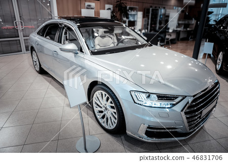 Top view of comfortable white car being for sale at reduced price Top view of comfortable white car being for sale at reduced price 46831706