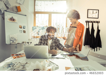 Stylish fashionable couple working on new fashion project 46832003