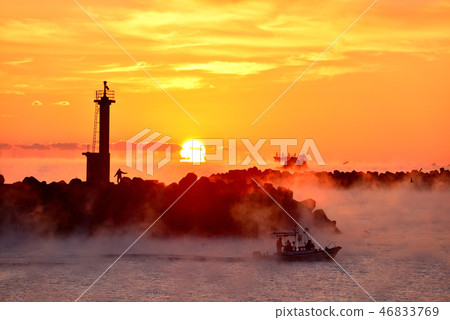 Sea fog in the Kuregian Bay Sea fog in the Kuregian Bay 46833769