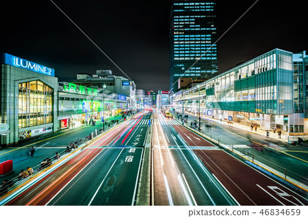 night view of JR shinjuku station night view of JR shinjuku station 46834659