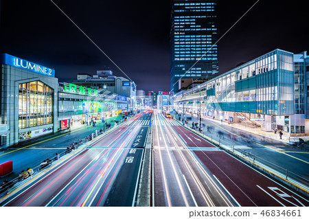 night view of JR shinjuku station night view of JR shinjuku station 46834661