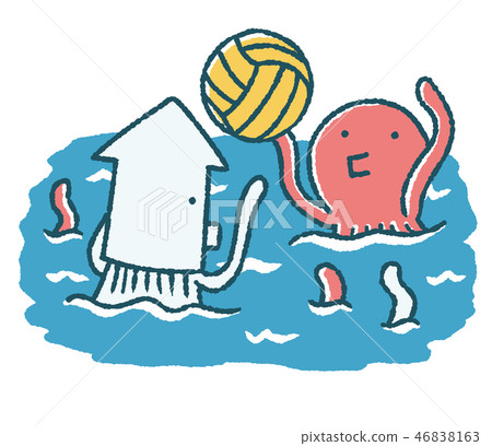 Flaky squid and octopus water polo 46838163