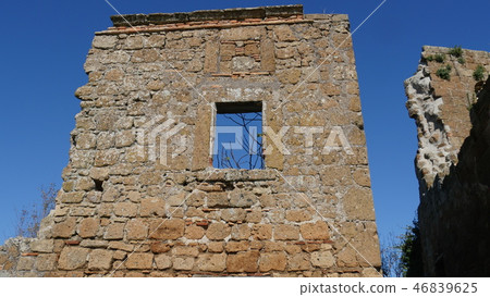 Stone wall of the Italian medieval town Civita Stone wall of the Italian medieval town Civita 46839625