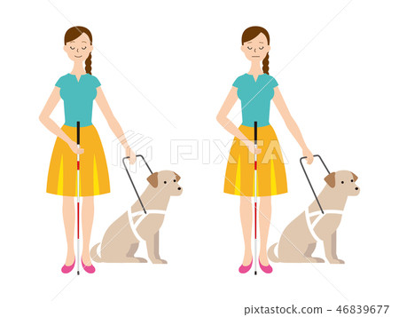 盲人的女人和導盲犬 46839677