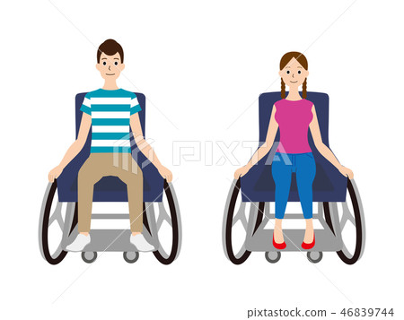 Men and women riding wheelchairs 46839744