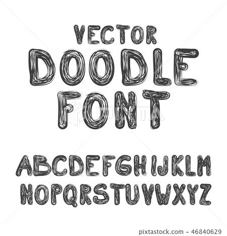 Vector Doodle Font. ABC Hand Drawn Alphabet - Stock Illustration ...