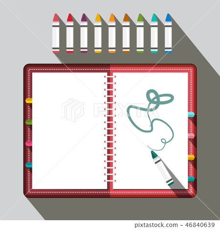 Sketchbook with Colorful Crayons - Vector Sketchbook with Colorful Crayons - Vector 46840639