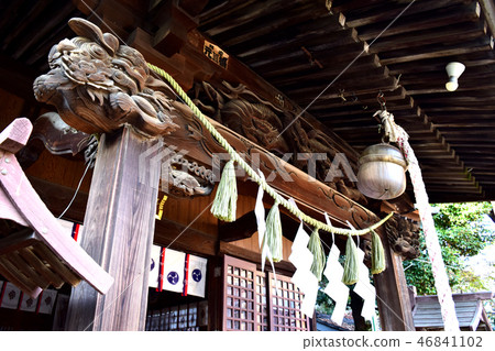 Wooden sculpture of a shrine 46841102