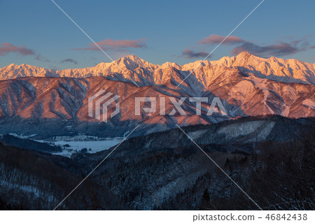 Hakuba mountain range morgenroth of dawn from Hakuba Hakusan Shirasawa 46842438