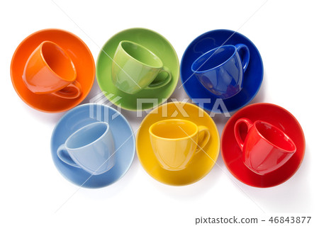 empty cup and saucer isolated on white 46843877