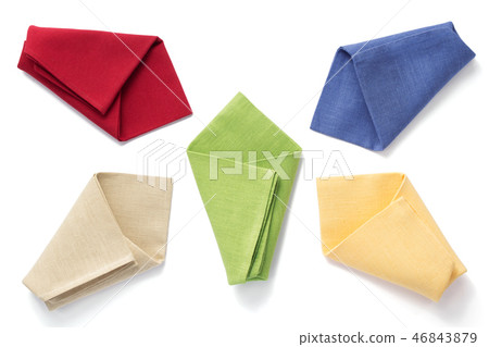 folded table cloth napkin at white background 46843879