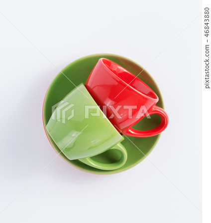 empty cup and saucer on white background empty cup and saucer on white background 46843880