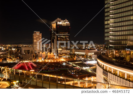 Osaka Umeda Station Building night view sky clouds landscape scenery 46845372
