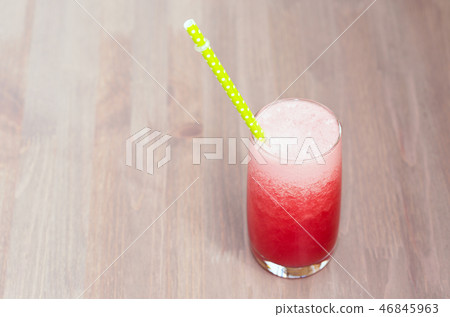 Healthy watermelon smoothie in a glass with tube 46845963