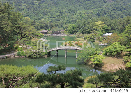 view from a hill in Ritsurin Garden in Takamatsu 46846499