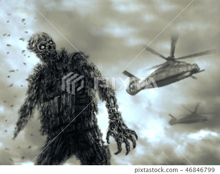 Zombie character in military uniform Zombie character in military uniform 46846799