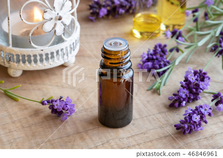 A bottle of lavender essential oil  46846961