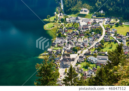 Top view of the lake and Hallstatt 46847512