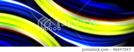 Rainbow color fluid wave lines flow poster. Wave Liquid shapes design 46847947