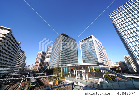 在日本的東京都市風景我想看大崎的摩天大樓 46848574