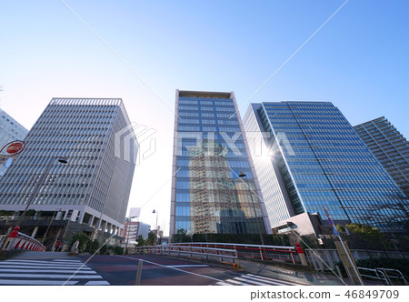 在日本的東京都市風景我想從Onaribashi一側看大崎的辦公樓 46849709