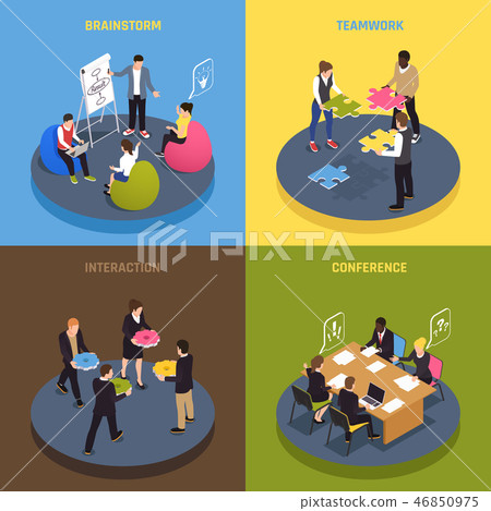 Teamwork Collaboration Isometric Concept - Stock Illustration [46850975 ...