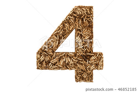 Number 4 from bullets, 3D rendering Number 4 from bullets, 3D rendering 46852185