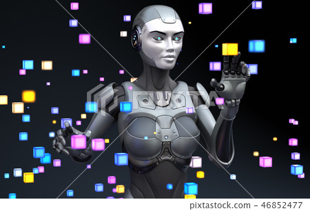 Robot playing with virtual objects Robot playing with virtual objects 46852477