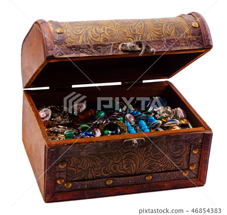 vintage jewelry box on white background 46854383