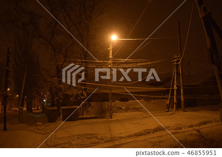 Snow-covered landscape. Severe winter snow 46855951