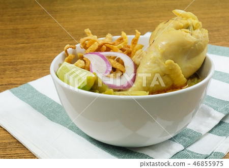 Thai Northern Curried and Coconut Milk Noodle Soup 46855975