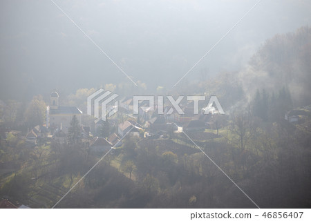 Szarvasko, Hungary during foggy day 46856407