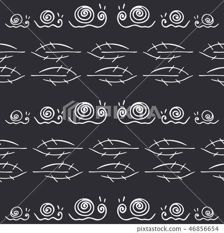 Fruit leaf and snail rural vector seamless pattern. Simplified retro illustration. Wrapping or 46856654