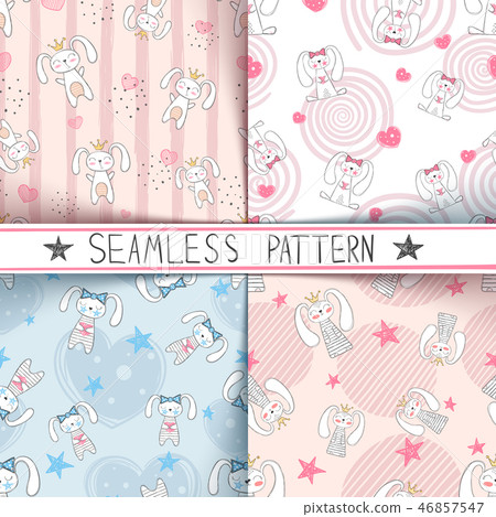 Cute little princess - seamless pattern. - Stock Illustration [46857547 ...