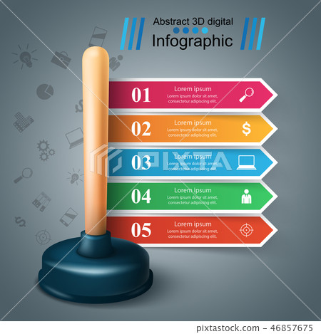 Realistic 3d plunger. Business infographic. 46857675